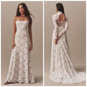 V Chapman The Whitby Gown White Chantilly Lace Bridal Size 14 MISSING SLEEVES SA